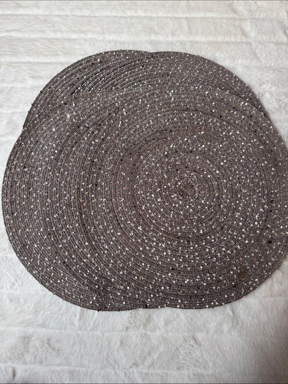 Grey Speckled Round Placemats Set of 6- 15" diameter